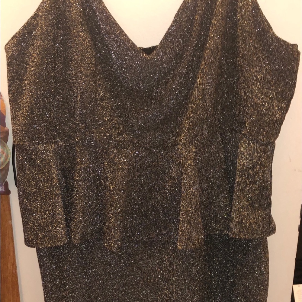Forever 21 Plus Size Silver/Black Peplum Dress-3x
